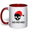 Mug with a colored handle HO HO HO! red фото