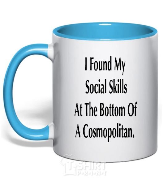 Mug with a colored handle I FOUND MY SOCIAL SKILLS... sky-blue фото