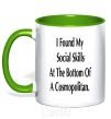 Чашка с цветной ручкой I FOUND MY SOCIAL SKILLS... Зеленый фото