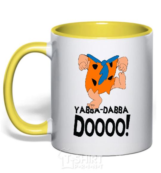 Mug with a colored handle YABBA-DABBA-DOOO! yellow фото