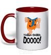 Mug with a colored handle YABBA-DABBA-DOOO! red фото
