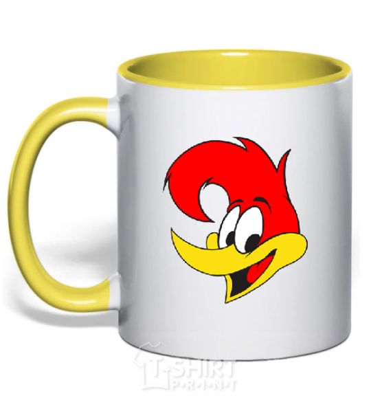Mug with a colored handle WOODY WOODPECKER yellow фото