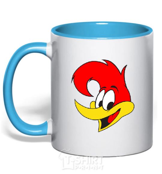 Mug with a colored handle WOODY WOODPECKER sky-blue фото