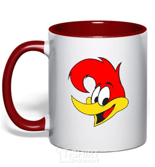 Mug with a colored handle WOODY WOODPECKER red фото