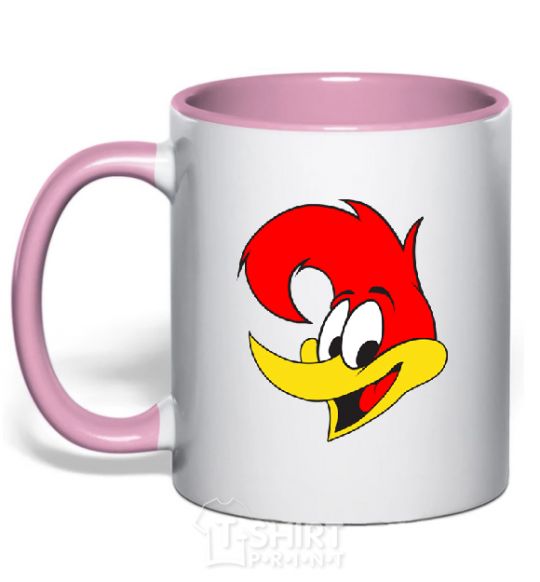 Mug with a colored handle WOODY WOODPECKER light-pink фото