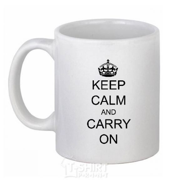 Чашка керамическая KEEP CALM AND CARRY ON Белый фото