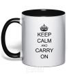 Чашка с цветной ручкой KEEP CALM AND CARRY ON Черный фото