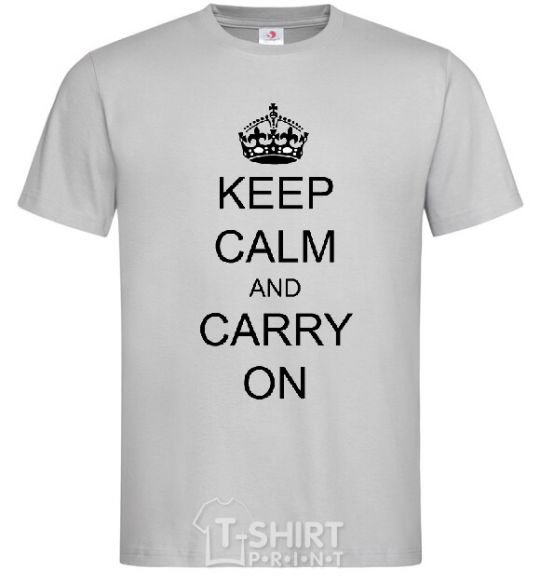 Мужская футболка KEEP CALM AND CARRY ON Серый фото