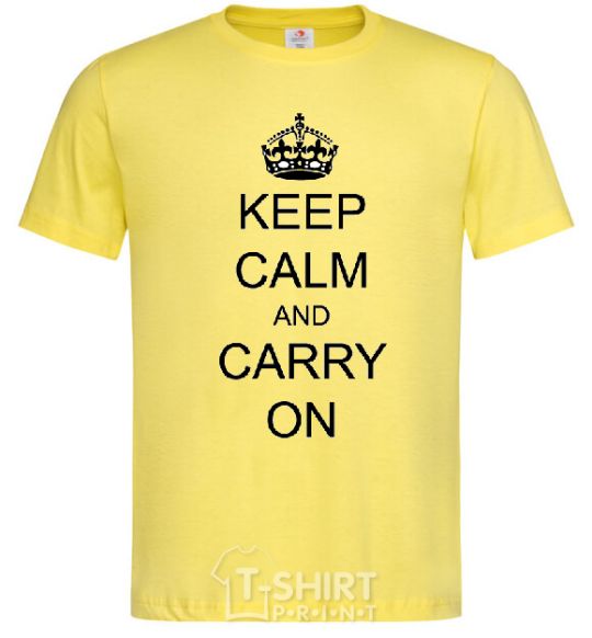 Men's T-Shirt KEEP CALM AND CARRY ON cornsilk фото