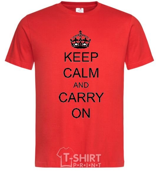 Men's T-Shirt KEEP CALM AND CARRY ON red фото