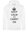 Men`s hoodie KEEP CALM AND CARRY ON White фото