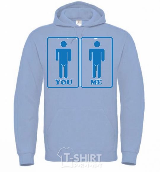 Men`s hoodie YOU - ME sky-blue фото