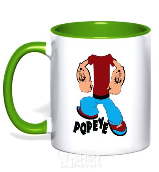 Mug with a colored handle POPEYE kelly-green фото