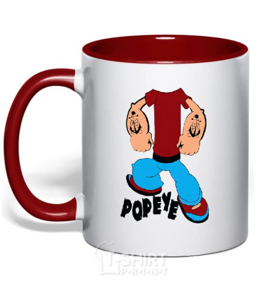 Mug with a colored handle POPEYE red фото