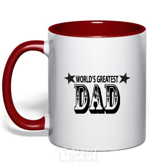 Mug with a colored handle WORLD'S GREATEST DAD red фото