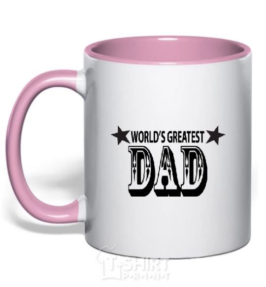 Mug with a colored handle WORLD'S GREATEST DAD light-pink фото