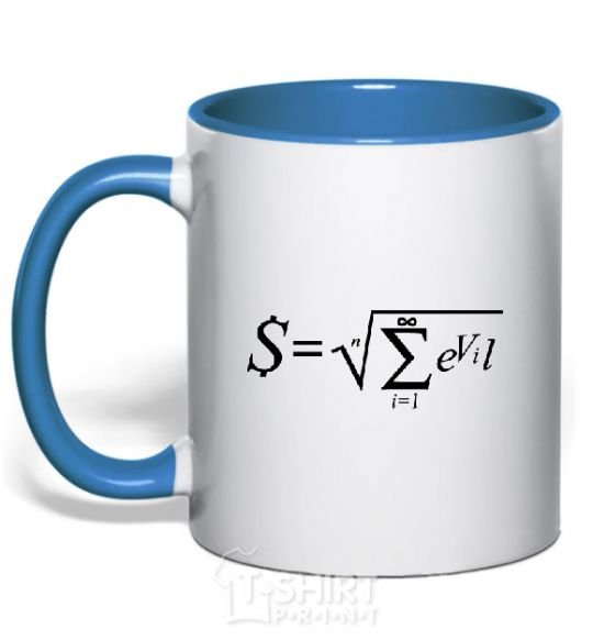 Mug with a colored handle The EVIL formula royal-blue фото
