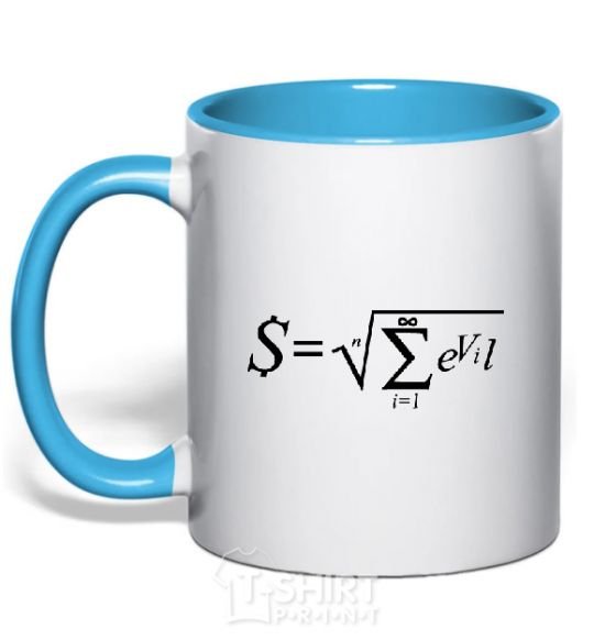 Mug with a colored handle The EVIL formula sky-blue фото