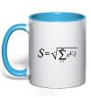 Mug with a colored handle The EVIL formula sky-blue фото