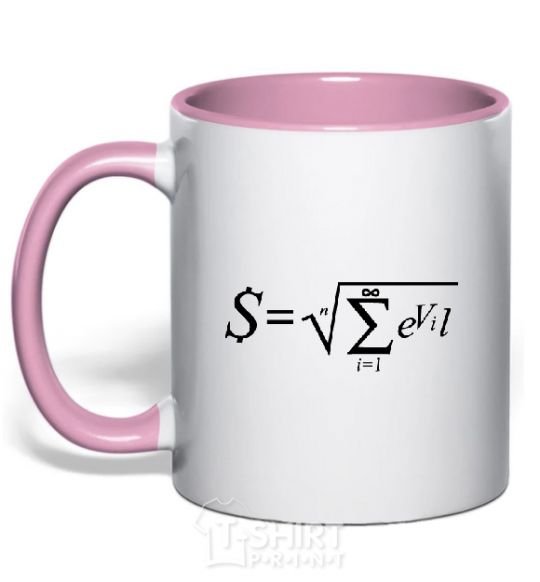 Mug with a colored handle The EVIL formula light-pink фото