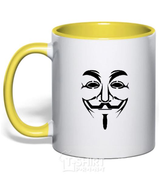 Mug with a colored handle VENDETTA yellow фото