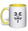 Mug with a colored handle VENDETTA yellow фото