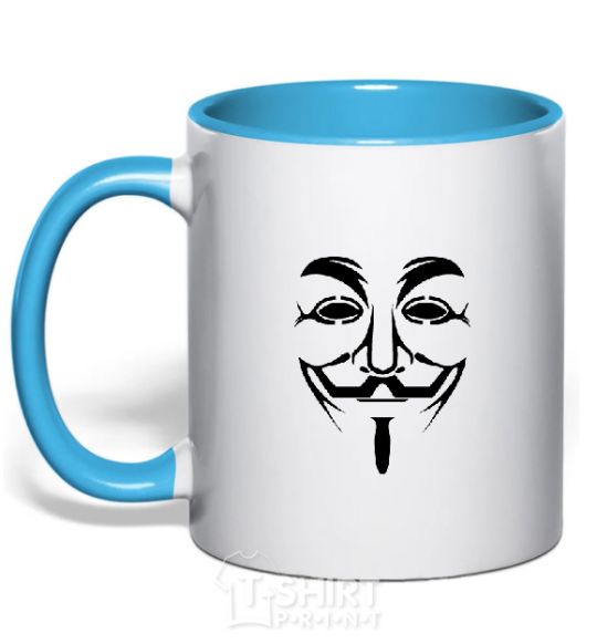 Mug with a colored handle VENDETTA sky-blue фото