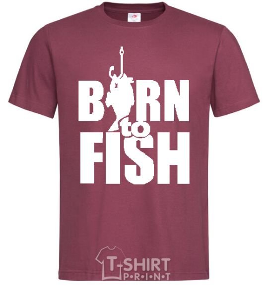 Мужская футболка BORN TO FISH Бордовый фото