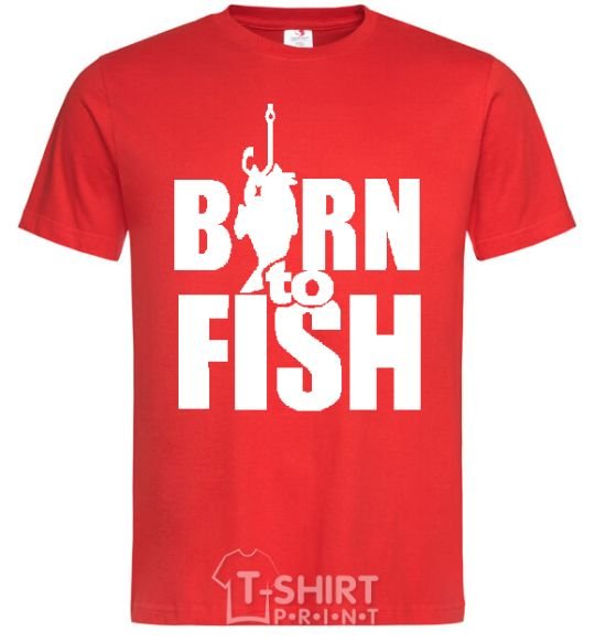 Мужская футболка BORN TO FISH Красный фото