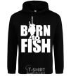 Men`s hoodie BORN TO FISH black фото