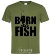 Мужская футболка BORN TO FISH Оливковый фото