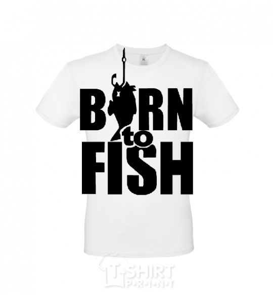 Мужская футболка BORN TO FISH Белый фото