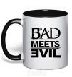 Mug with a colored handle BAD MEETS EVIL black фото