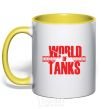 Mug with a colored handle WORLD OF TANKS yellow фото