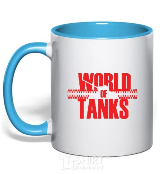 Mug with a colored handle WORLD OF TANKS sky-blue фото