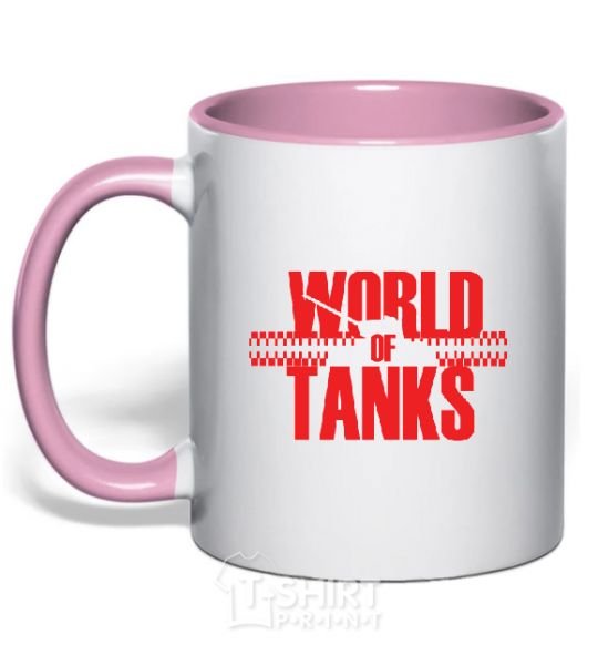 Mug with a colored handle WORLD OF TANKS light-pink фото