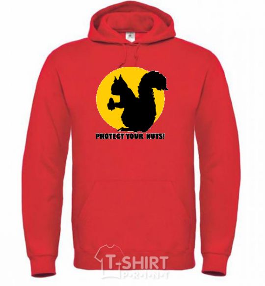 Men`s hoodie PROTECT YOUR NUTS bright-red фото