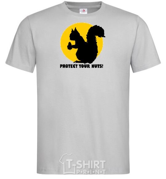 Men's T-Shirt PROTECT YOUR NUTS grey фото