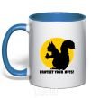 Mug with a colored handle PROTECT YOUR NUTS royal-blue фото