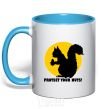 Mug with a colored handle PROTECT YOUR NUTS sky-blue фото