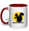 Mug with a colored handle PROTECT YOUR NUTS red фото