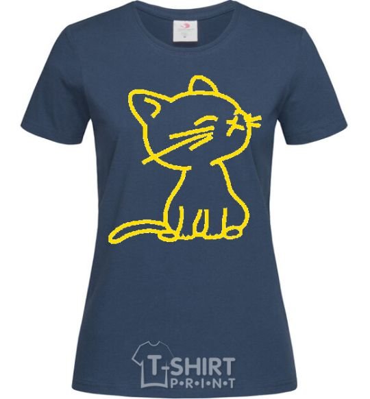 Women's T-shirt YELLOW CAT navy-blue фото