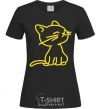 Women's T-shirt YELLOW CAT black фото