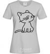 Women's T-shirt YELLOW CAT grey фото