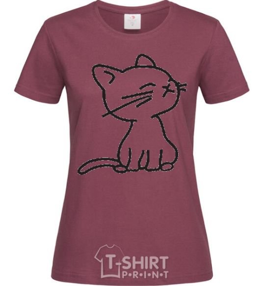 Women's T-shirt YELLOW CAT burgundy фото