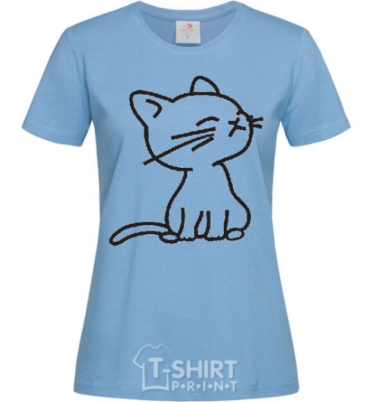 Women's T-shirt YELLOW CAT sky-blue фото