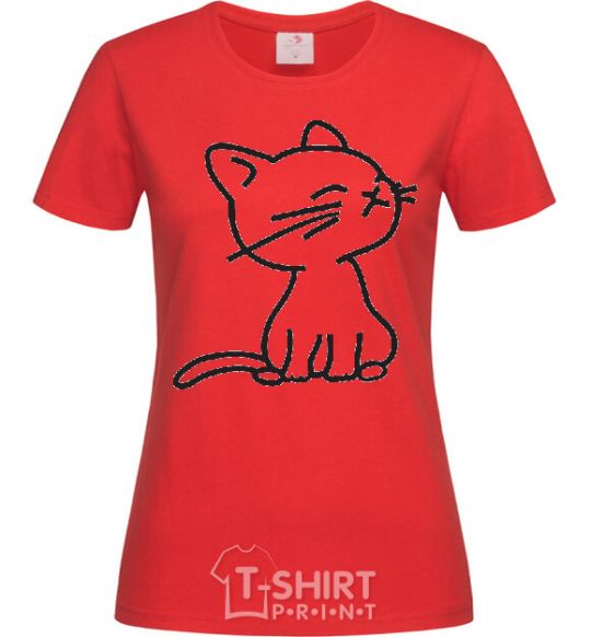 Women's T-shirt YELLOW CAT red фото