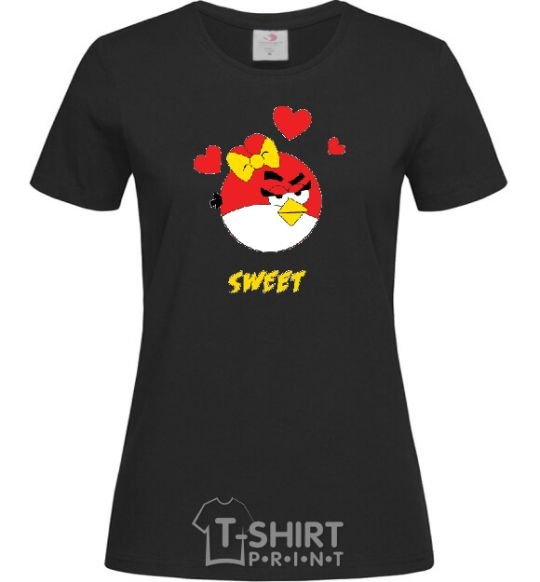Women's T-shirt SWEET ANGRY BIRD GIRL black фото