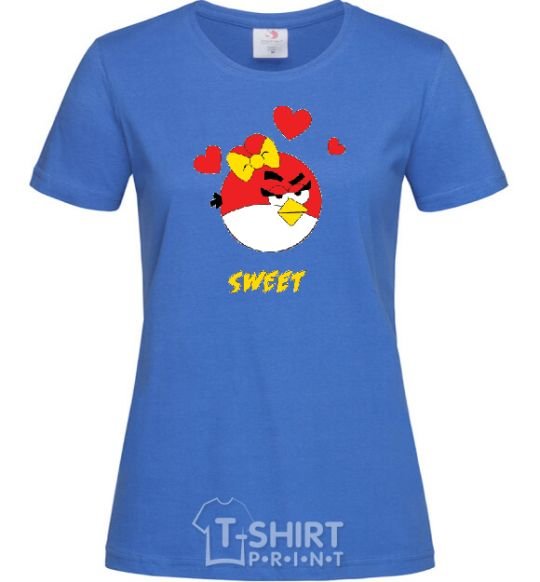 Women's T-shirt SWEET ANGRY BIRD GIRL royal-blue фото
