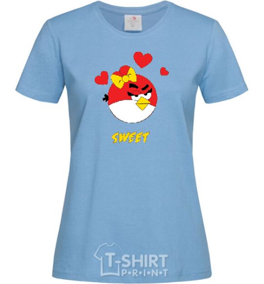 Women's T-shirt SWEET ANGRY BIRD GIRL sky-blue фото